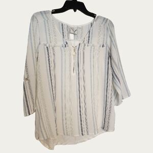 Striped White and Blue Blouse